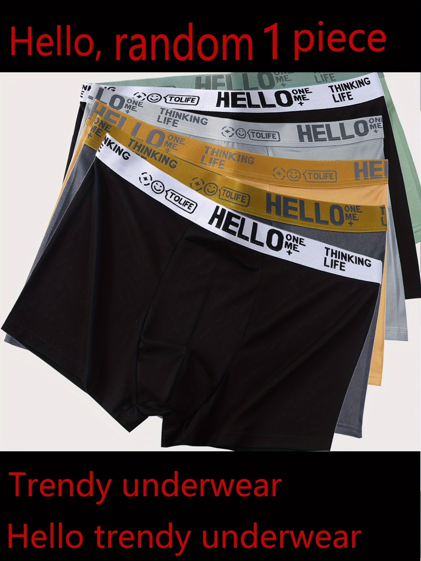 Random, trendy men's underwear that is breathable, sterile, soft, elastic, and comfortable for daily wear or quick-drying during sports.