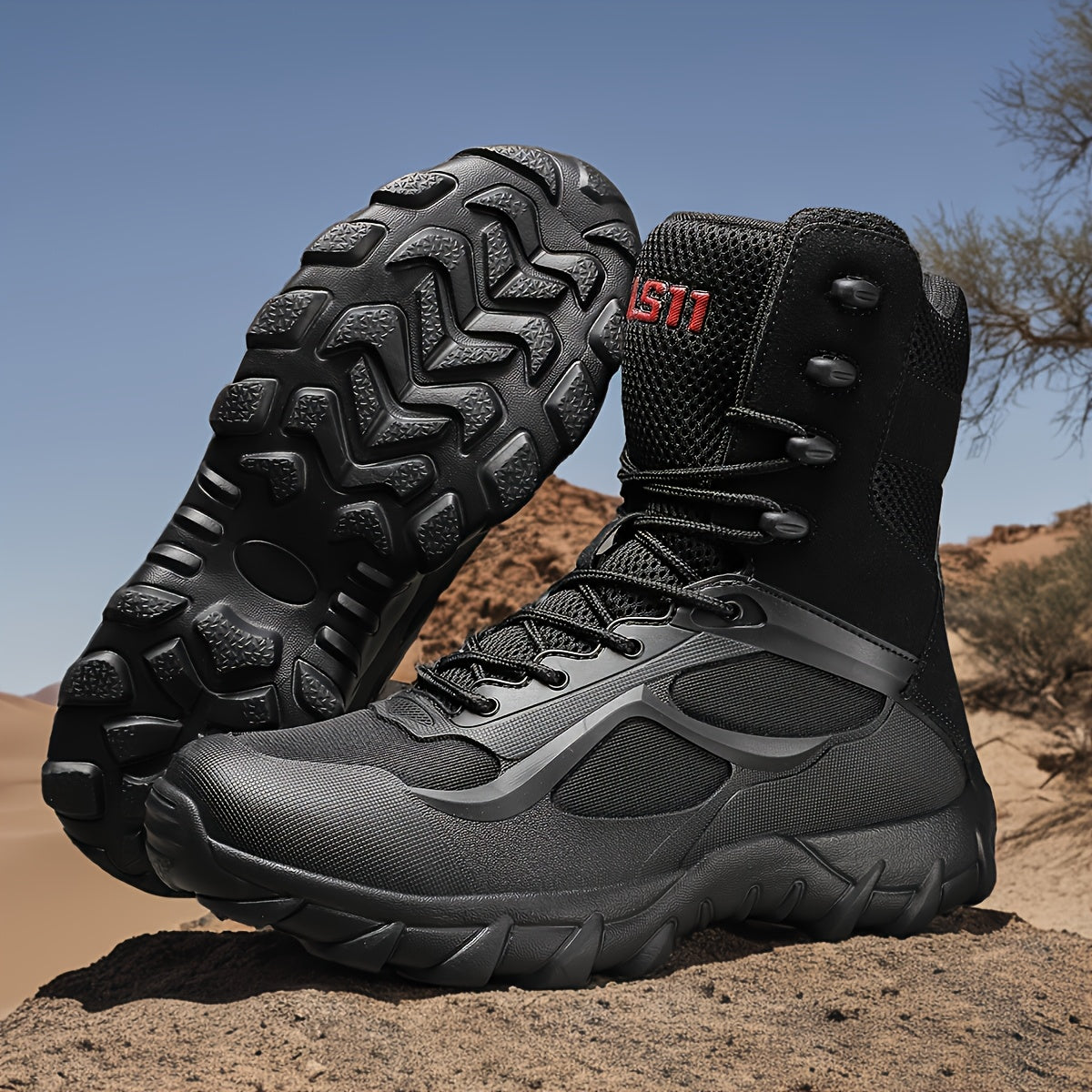 Sturdy Men's Hiking Boots with Breathable, Shock-Absorbing Design for Outdoor and Casual Use