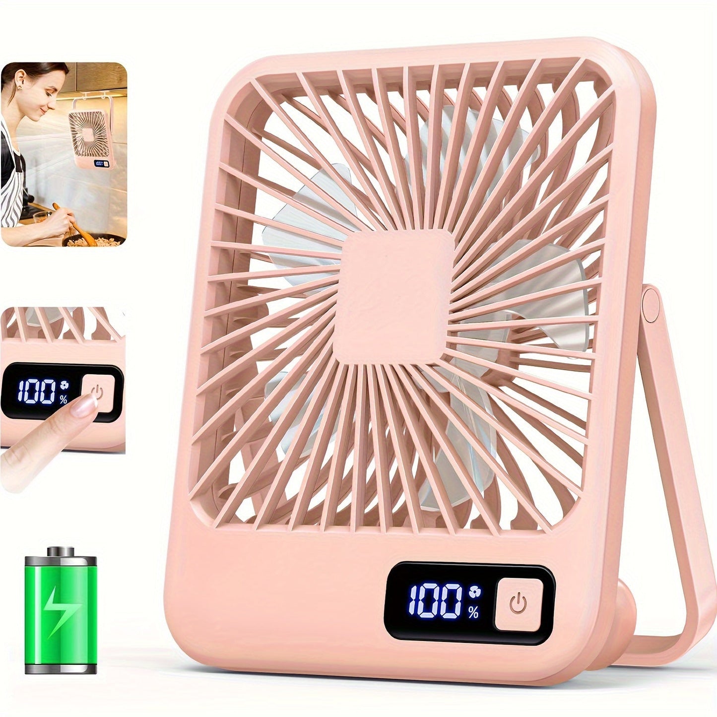 Introducing the GOARD Portable USB Desktop Fan in Pink! This sleek fan measures 16.51cm and is perfect for use at home, in the office, or outdoors. With 180° foldable design and 5-speed settings, this fan is both compact and powerful. It features a