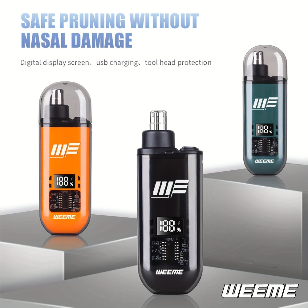 Weeme offers an exquisite USB rechargeable men's ear and nose trimmer in orange, green, or black with an LCD display for precise trimming. Perfect for Valentine's Day, Spring Festival, and