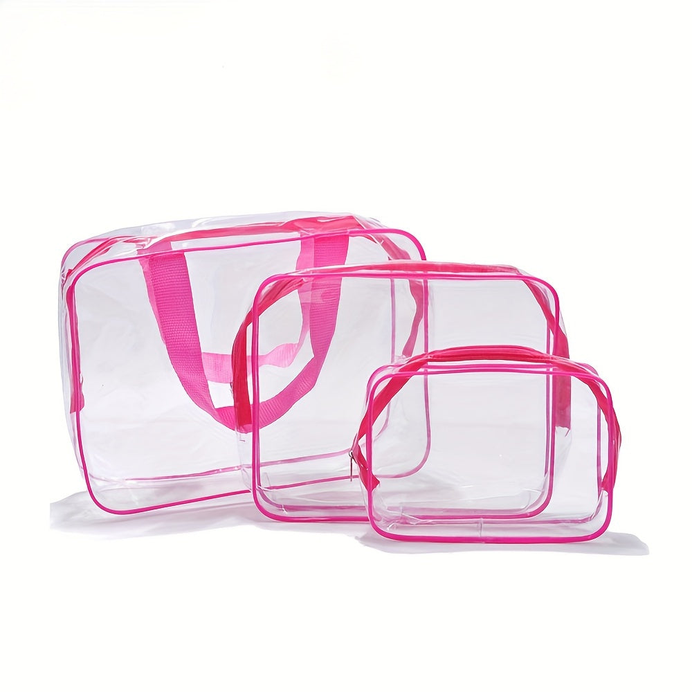 Stylish Travel Toiletry Bag Set - Waterproof, Clear, Zippered Cosmetic Case with Various Compartments for Women's Essentials - Ideal for Holidays, Work Travel, and Everyday Use