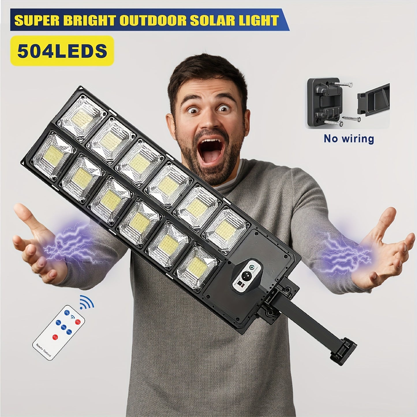 Ultra Bright LED Solar Wall Light with Motion Sensor, 3 Lighting Modes, Remote Control. Perfect for Outdoor Lighting in Garden, Courtyard, and Pathway. Security Lighting. Solar Powered