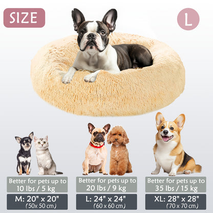 Cozy round pet bed for dogs, ideal for autumn and winter indoor sleeping.