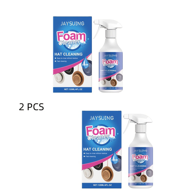 Two pieces of Hat Cleaner Spray - No-Need-to-Rinse, Foam Formula for Canvas & More, Infused with Citric Acid, Scent-Free, Eliminates Odor