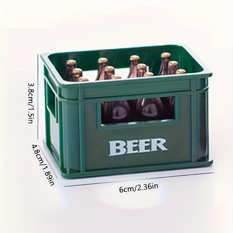 Retro 3D beer basket bottle opener magnet for soda and beer cans.