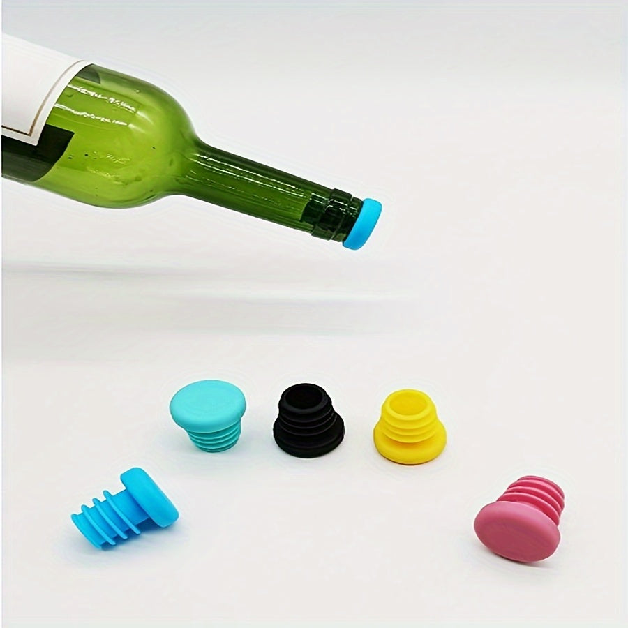 Set of 5 silicone wine stoppers for all occasions, providing a leak-proof seal for wine and oil bottles, extending their shelf life. Ideal for Christmas, Halloween, Easter, Hanukkah, and Thanksgiving celebrations.