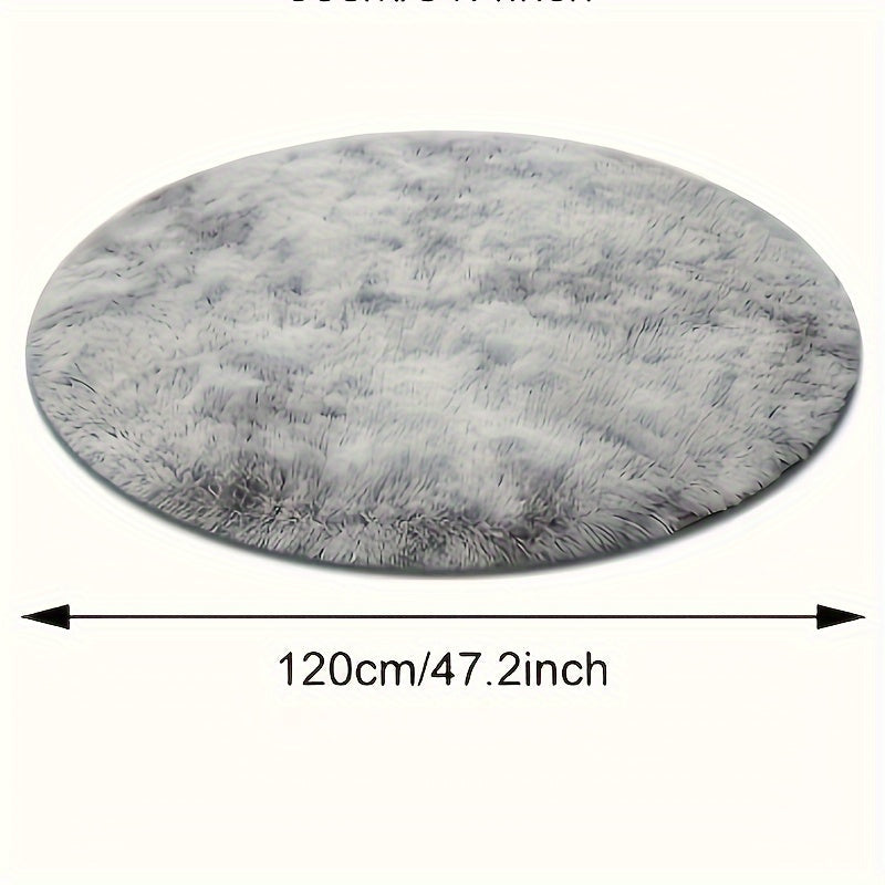 Plush Grey Round Area Rug - Luxuriously Soft, Stain-Resistant & Non-Slip, Cozy Carpet for Living Room or Bedroom, Perfect Indoor Home Decor, Polyester Material, Dry Clean Recommended, Great for Christmas and Holiday Season Décor