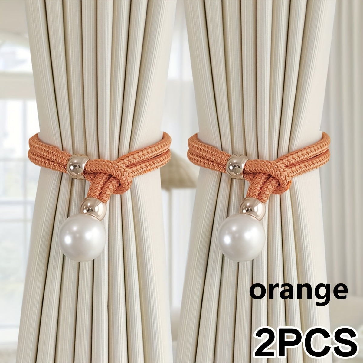 1 set of 2 pieces of pearl decorative curtain buckles, representing high-end luxury and adjustable style for your curtains. These elegant pearl curtain straps are perfect for enhancing the decoration of your curtains in any room, whether it be a bedroom