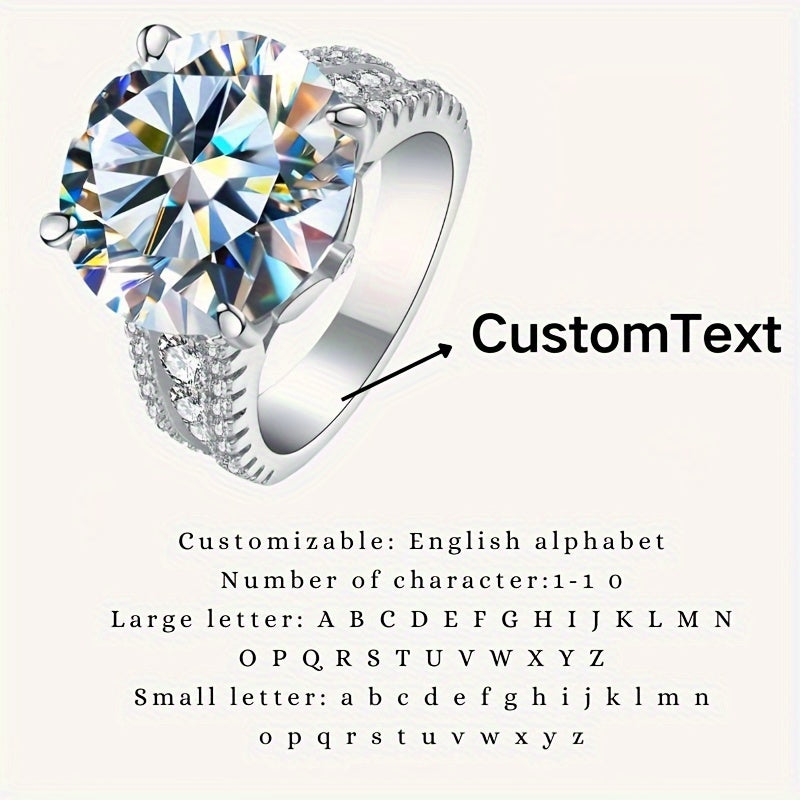 925 Silvery Tail Ring with 10ct Moissanite for Women and Men, Customizable Fashion Jewelry perfect for Proposals, Engagements, Weddings, Casual Wear, and as a Halloween or Christmas Gift, weighing 8.5g.