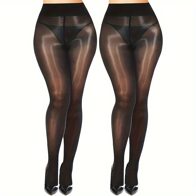 Shimmer tights for women with a shiny oil finish, high-waisted and shaping.