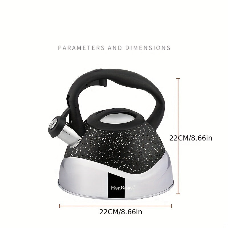 3.0L Stainless Steel Whistling Kettle by HausRoland, Perfect for Gas Stove and Open Flame Kitchen Cooking