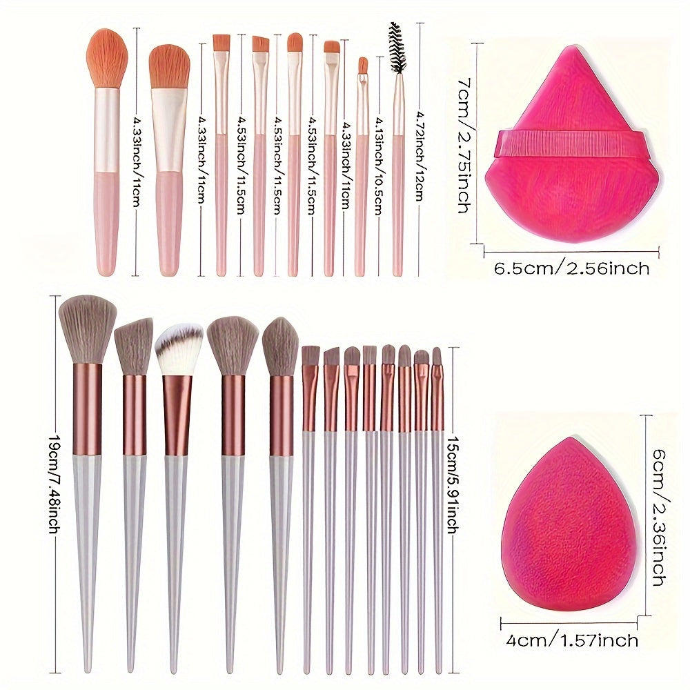 Full set of soft synthetic brushes for quick and easy makeup application, suitable for beginners and professional makeup artists. Convenient for travel. Perfect Valentine's Day gift.