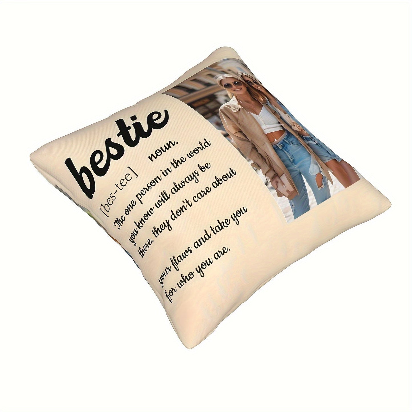 Customized Photo Pillowcase for Your Best Friend - Great Addition to Your Home Decor, Sized 45.72x45.72 cm, Perfect for gifting during Christmas, Thanksgiving, or Valentine's Day.