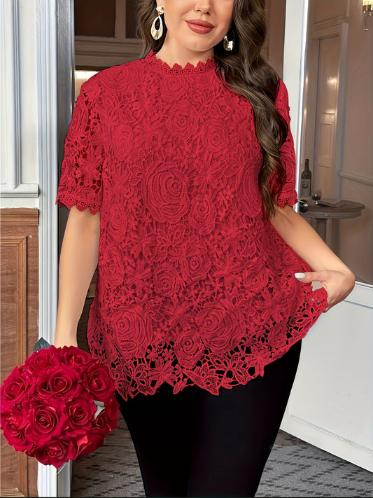 Floral Lace Plus Size Blouse for Spring and Summer