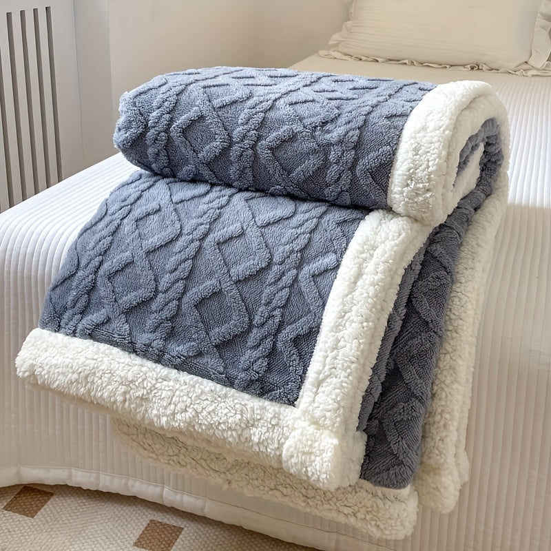 Luxurious Champagne Microfiber Blanket with Elegant 3D Diamond Pattern - Lightweight, Fluffy, Ideal for All-Season Comfort and various uses.