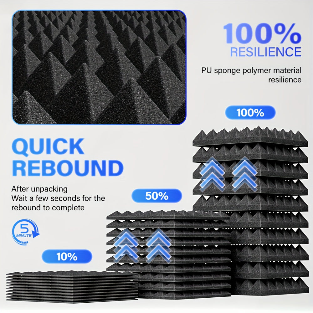 BIOSSANCE 12pcs Pyramid Designed Acoustic Foam Panels for sound proofing recording studios and homes.