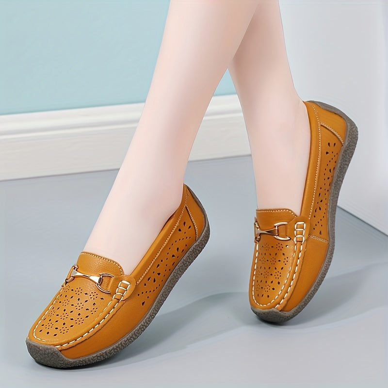 Ayollar uchun yumshoq platformali loafers, tashqi foydalanish uchun tasodifiy sun'iy charm slip-on tekis poyabzallar.