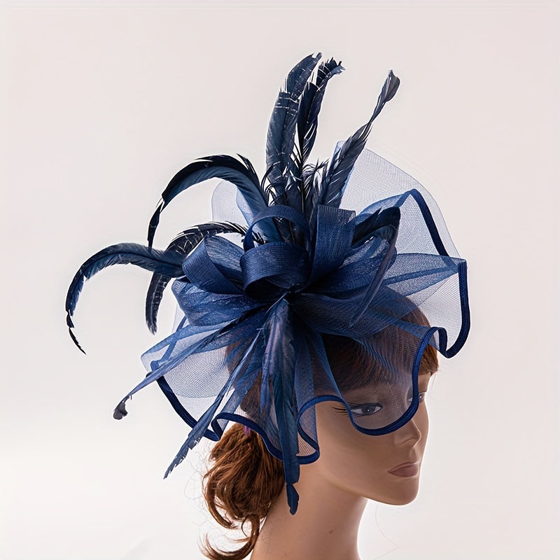 Embrace Elegance with the Elegant Red Feather & Mesh Fascinator Headband - Channeling Romantic British Royal Style, Crafted with Hand-Washable Polyester and Luxurious Ostrich Feathers, Ideal for Weddings, Derby, and Tea Parties