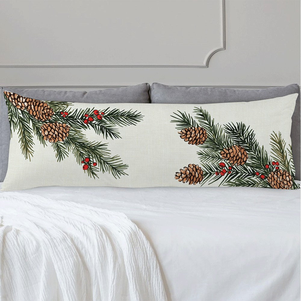 Long Body Pillow Cover made of cozy flannel fabric, measuring 137.16x50.8 cm. Features a zipper closure and is machine washable. Perfect for all-season use, this pillow cover has a casual style with a pine nut design, ideal for adding a touch of love