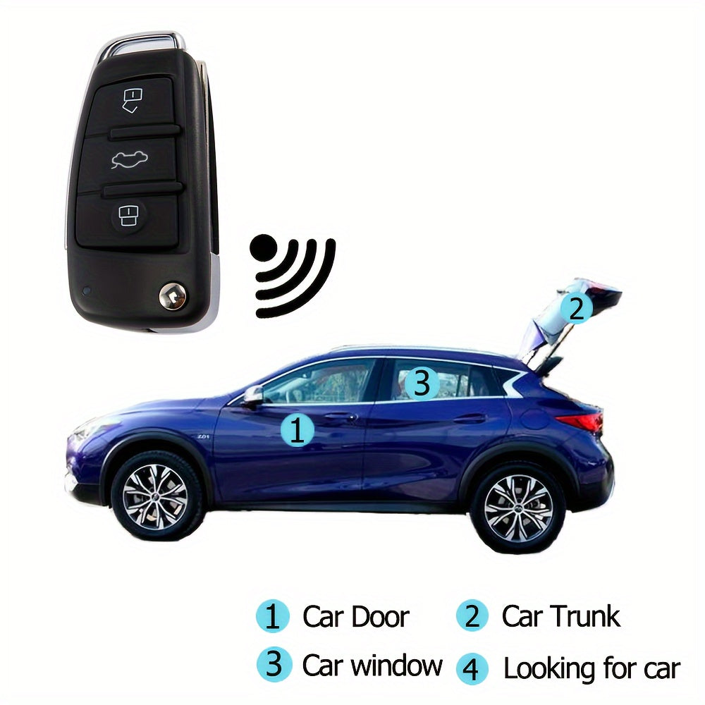 HIPPCRON ZKS-02 PE material car remote control keyless entry system with 2 keys, vehicle door/trunk locking/unlocking, window roll-up, and find car function. Easy DIY installation.