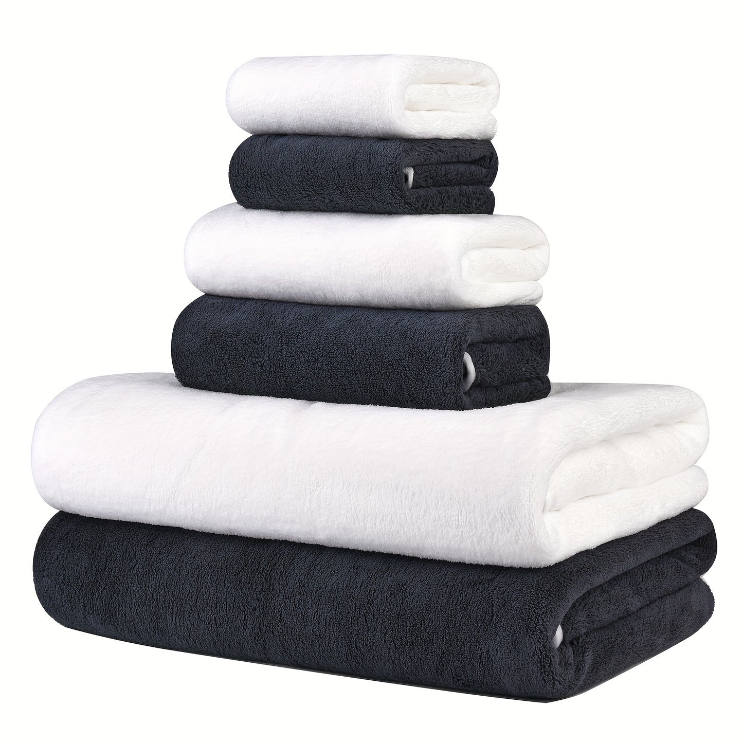 6pc Ultra-Soft Microfiber Towel Set - Quick Dry & Absorbent - Bath, Hand & Washcloths - Ideal for Home, Gym, Travel