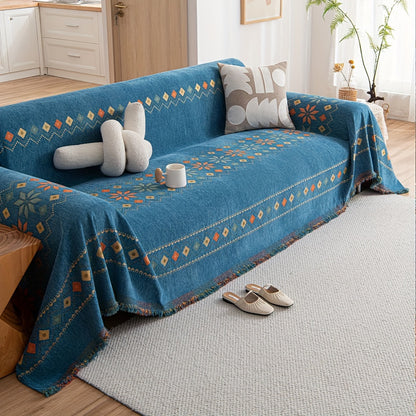 Boho-style sofa cover for all seasons with non-slip feature, suitable for bedroom, office, living room, and home decor.