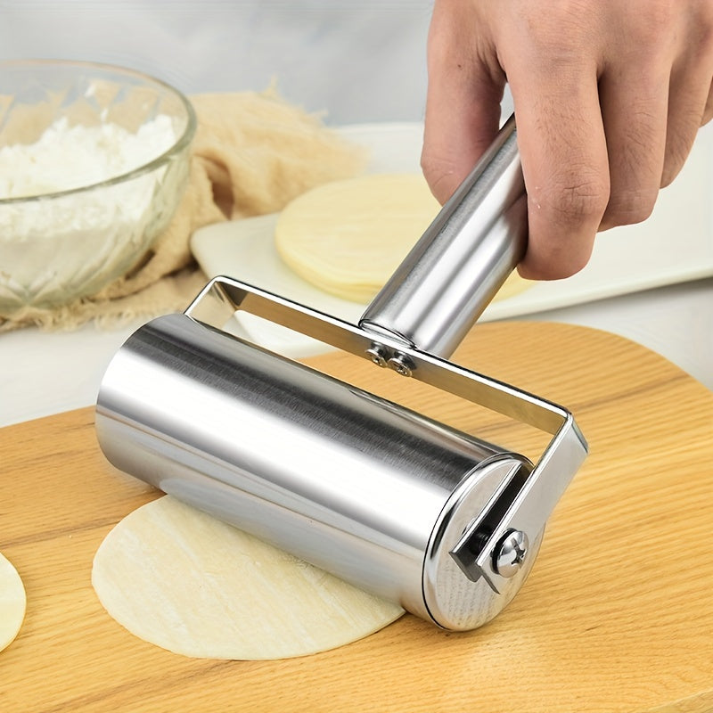 Double-sided Stainless Steel Rolling Pin - Versatile T-Shaped Tool for Baking, Dumpling Making, and More in Kitchens and Restaurants