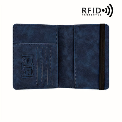 RFID Passport Holder, thin retro PU wallet for travel documents