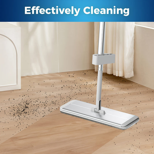 Home Times presents the Aluminium Collapsible Mop, a versatile flat mop designed for floor cleaning. This wet and dry sweeper dust mop comes with 2 mop refills, an extendable handle, and is ideal for use on hardwood, tiles, laminate, and vinyl floors.