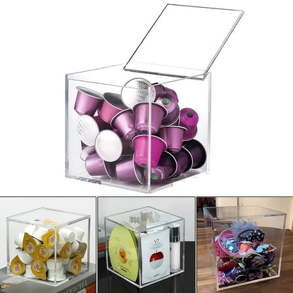 1pc Acrylic Coffee Pod Storage Box with Flip Top Lid - Transparent Dustproof Organizer for Capsules