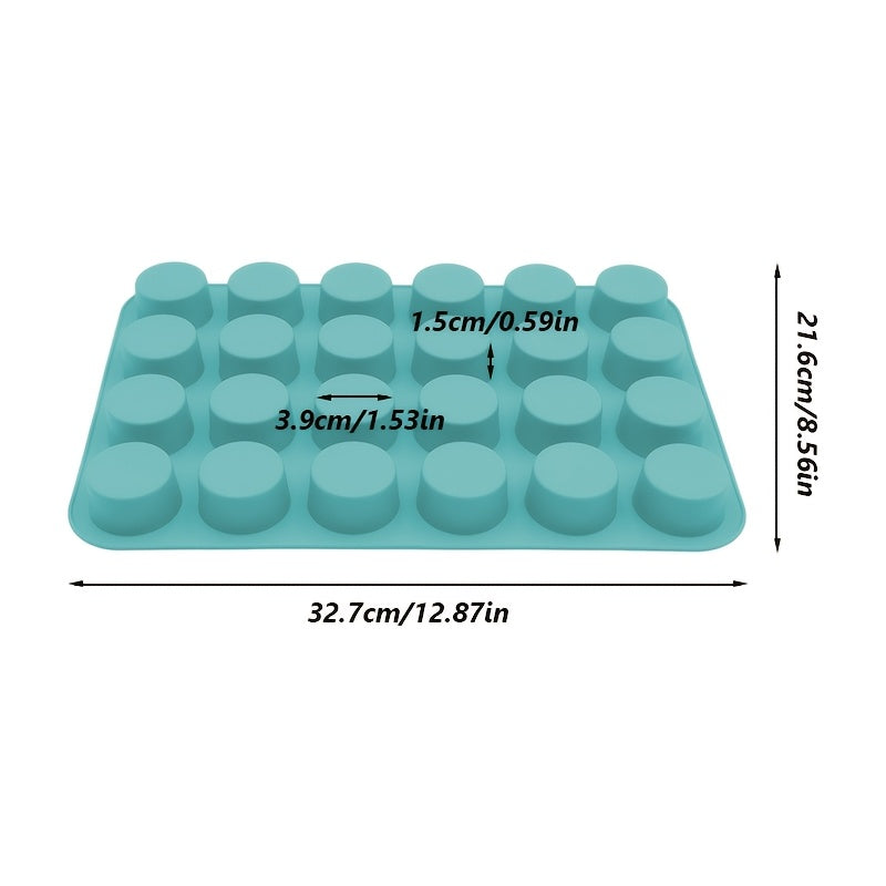 Silicone Baking Mold for Cupcakes & Desserts - 24-Cavity Round Shape, Suitable for Muffins, Jelly Puddings & Pastries, Long-lasting & Simple to Wash, Great for Home Baking, Silicone Bakeware Ideal for Home Baking