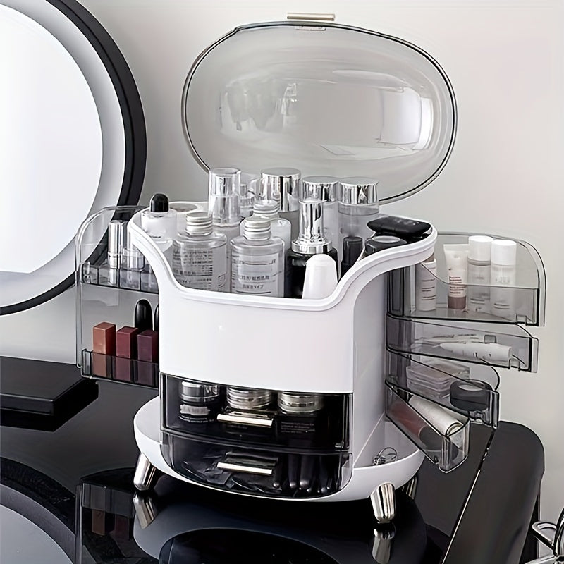 1-piece dustproof makeup organizer, clear cosmetic storage box.