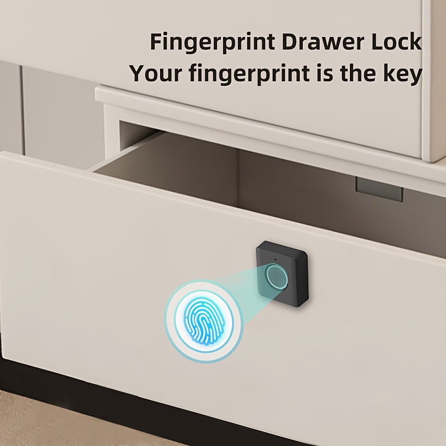 ABS Fingerprint Drawer Lock for home and office cabinets. Battery operated with easy installation. Battery not included.