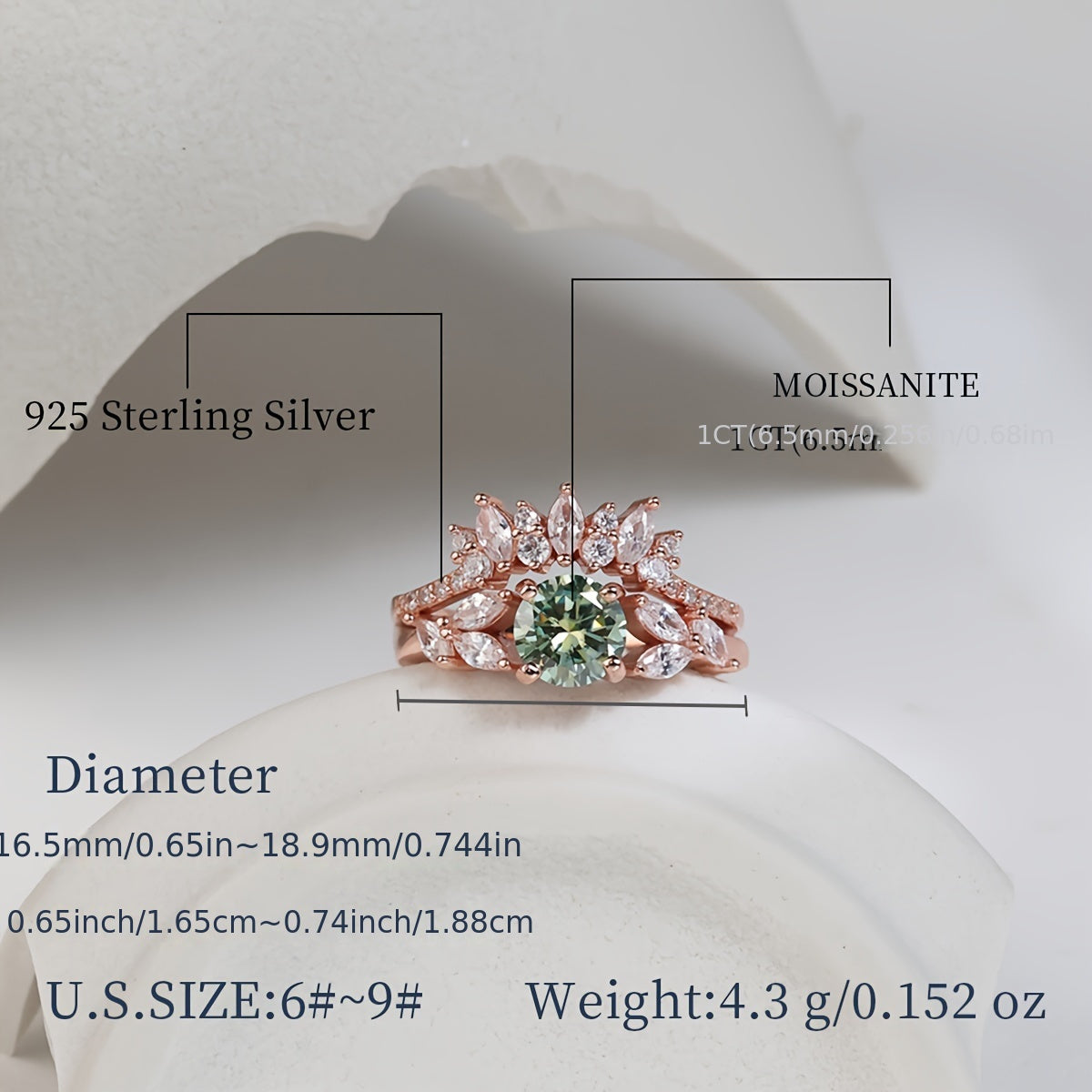 Choose from a selection of high-quality 925 sterling silver Moissanite stacking promise rings in various colors for an engagement or wedding. These rings make a perfect gift for females, complete with a certificate and gift box.