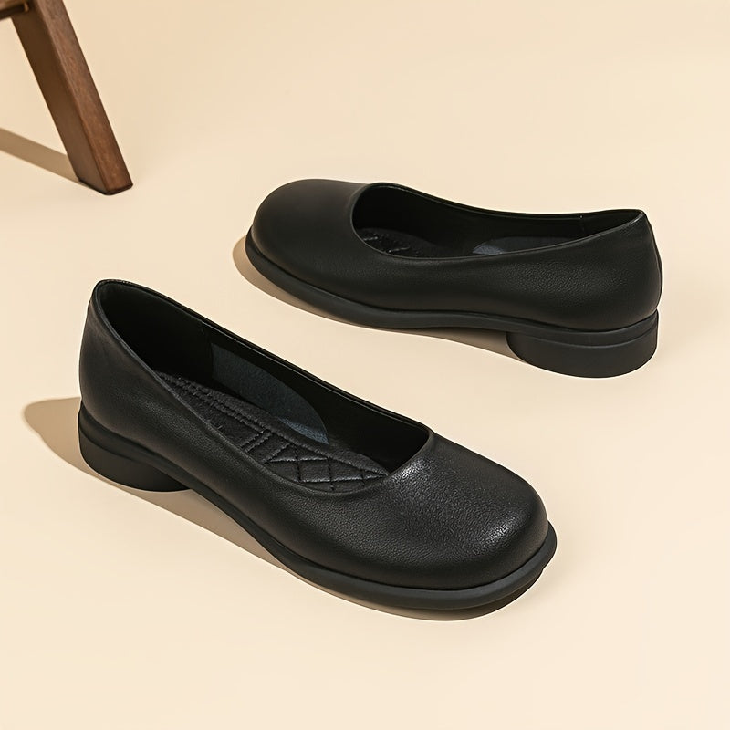 Womens Black Slip On Flat Shoes for Work