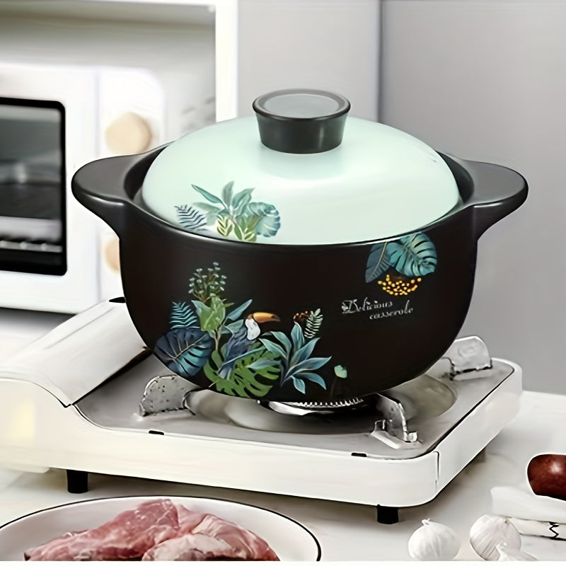 Premium Black Ceramic Clay Pot with Lid - Ideal for Cooking Hot Pot, Dolsot Bibimbap, and Soup. Traditional Korean Style Kitchen Cookware.