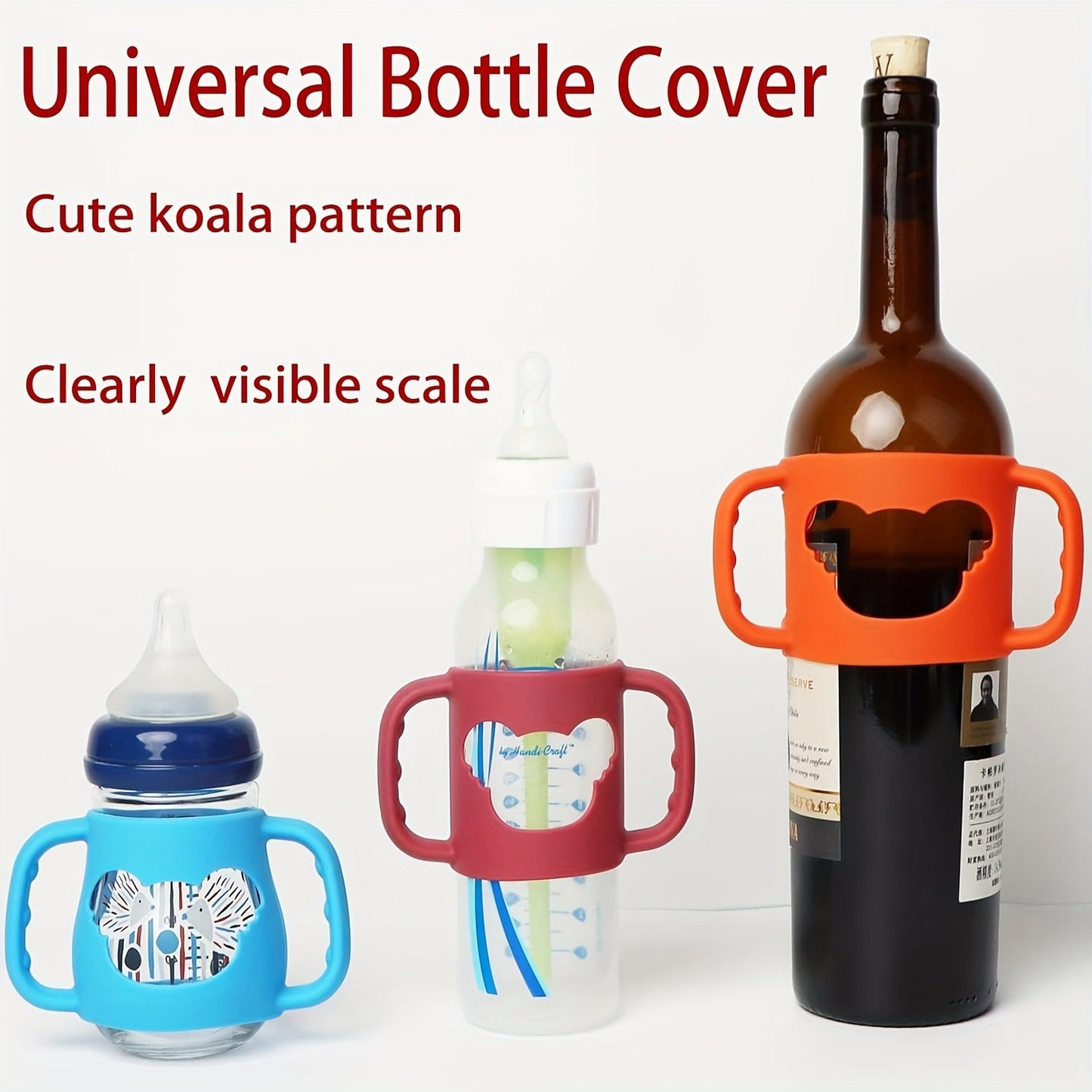 Cartoon Pattern Silicone Baby Bottle Handle, Ideal for Everyday Use with Most Bottle Sizes, Soft Sleeve for Comfort and Easy Grip.