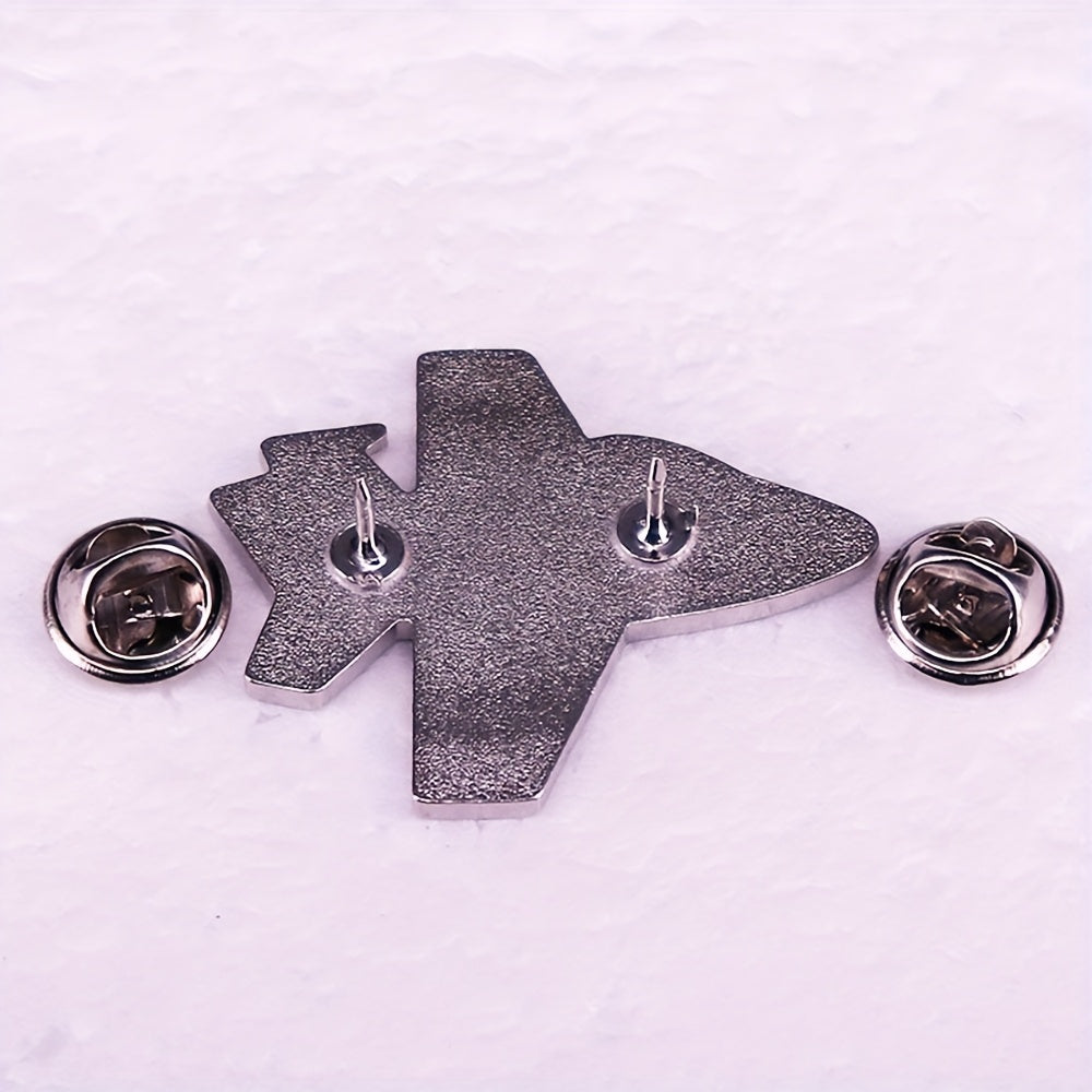 Adorable Cartoon Fighter Jet Brooch Pin made from Alloy, featuring UV Plating for a Unique Apparel Badge. Perfect for adding a touch of fun to Backpacks, Clothing, Collars, and Hats. Suitable for both Daily Wear and Gift-Giving, this accessory is ideal