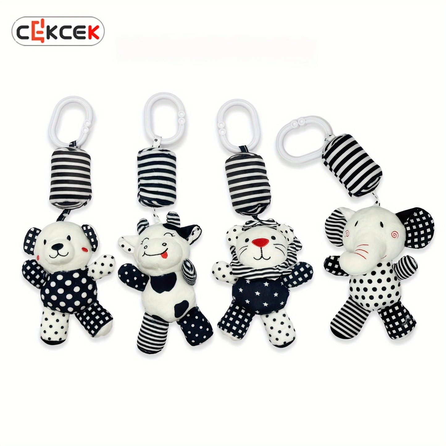 Baby Black and White Wind Chime Bed Decoration, Car Pendant for Newborns, Plush Baby Rattle, Visual Training Bell for 0-1 Year Olds, Early Education Christmas and Halloween Gift.