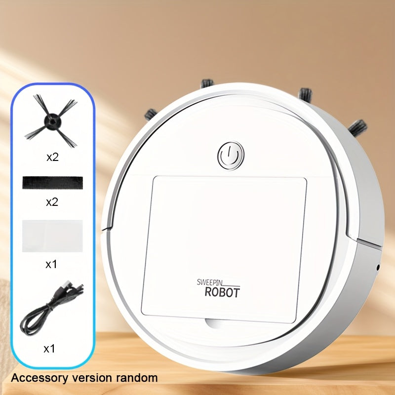 3-in-1 Robot Vacuum Cleaner: USB rechargeable with low noise and long battery life. Ideal for home carpet, sofa, and under-bed cleaning. Great for picking up pet hair, paper, and debris.