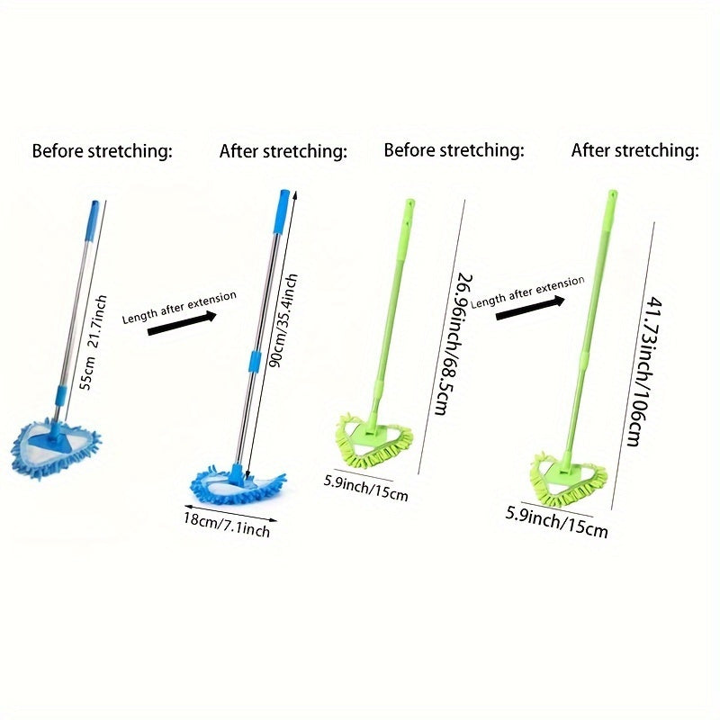 Multi-functional extendable mop with resin head, retractable wall and ceiling cleaning tool, no batteries required. Perfect for toilet and home use, ideal for cleaning air conditioners. Adaptable and sturdy plastic design, great for floor cleaning.