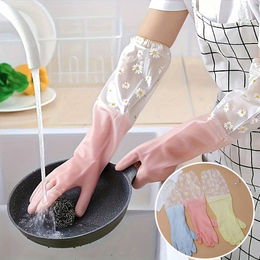 Stay stylish and protected with our Elegant Long Sleeve PVC Kitchen Gloves! These waterproof, lead-free gloves are durable and perfect for all your home cleaning needs. Whether you're tackling the bedroom, bathroom, toilet, or living room, these flexible