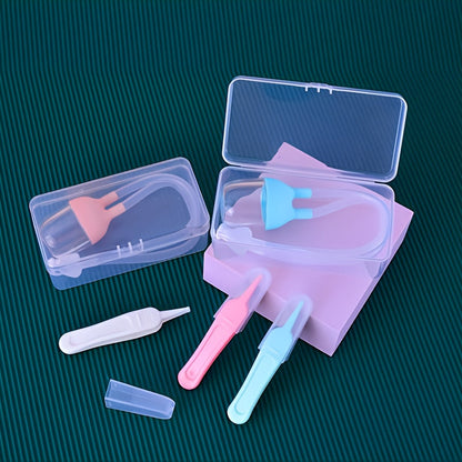 Youngsters Nose & Ear Cleaning Kit - Includes 3 Silicone Nasal Aspirators and Booger Clip, Ideal for Kids, Bright Pink/Blue