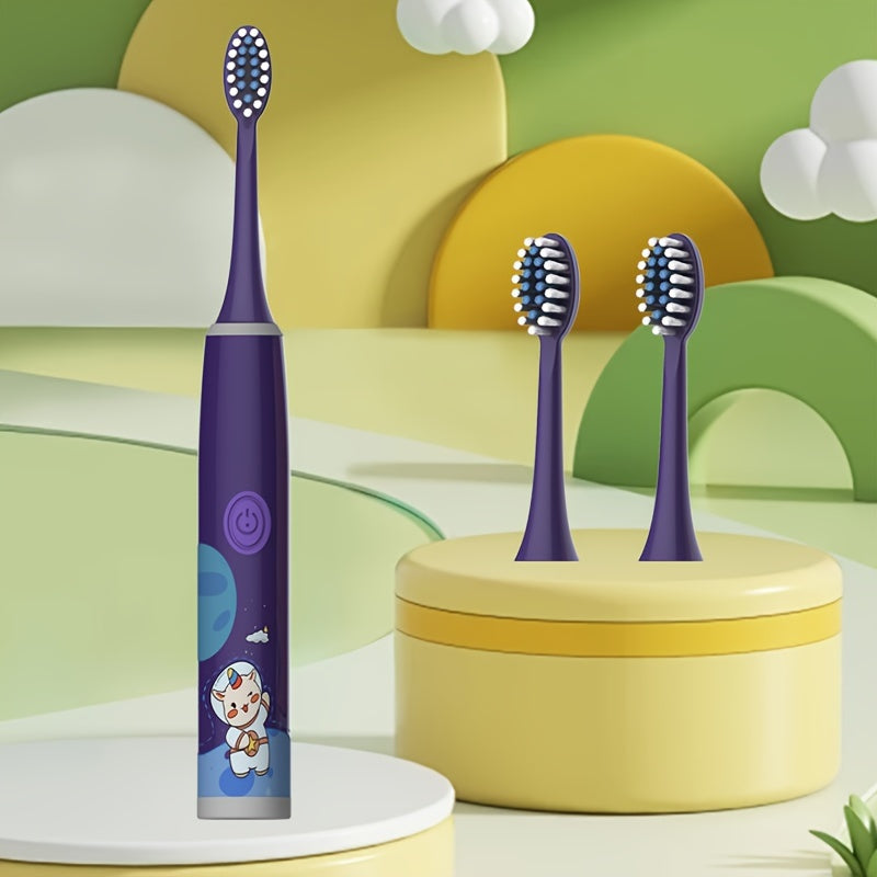 Kids Space Series Electric Toothbrush TKM-3-D for ages 3-15 features 5 modes, long battery life, gentle bristles, and a smart timer. Battery operated (battery not included).