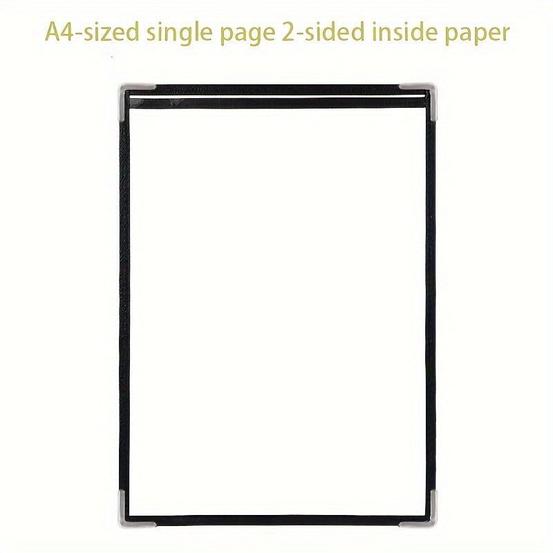 A set of 4pcs A4 leather menu display books with transparent loose-leaf pages, perfect for showcasing menus and recipes in restaurants. Includes PVC loose-leaf recipe book and cash register folder. Ideal for kitchen organization and storage.