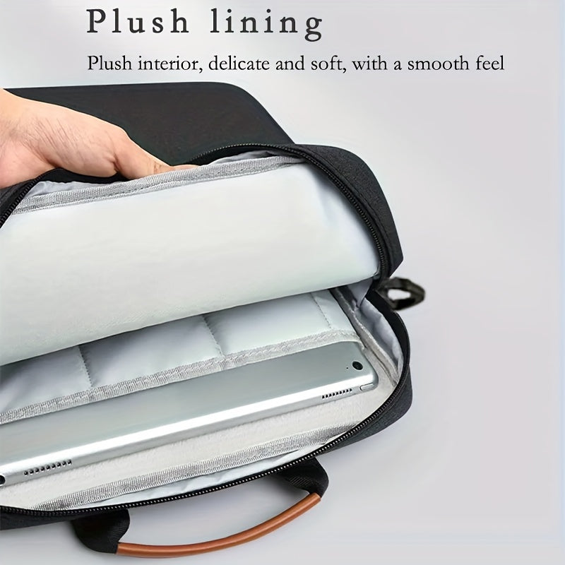 Durable polyester laptop bag, waterproof and shockproof, with lightweight shoulder strap and rolling function. Fits tablets up to 27.94cm and laptops up to 33.02cm, compatible with MacBook