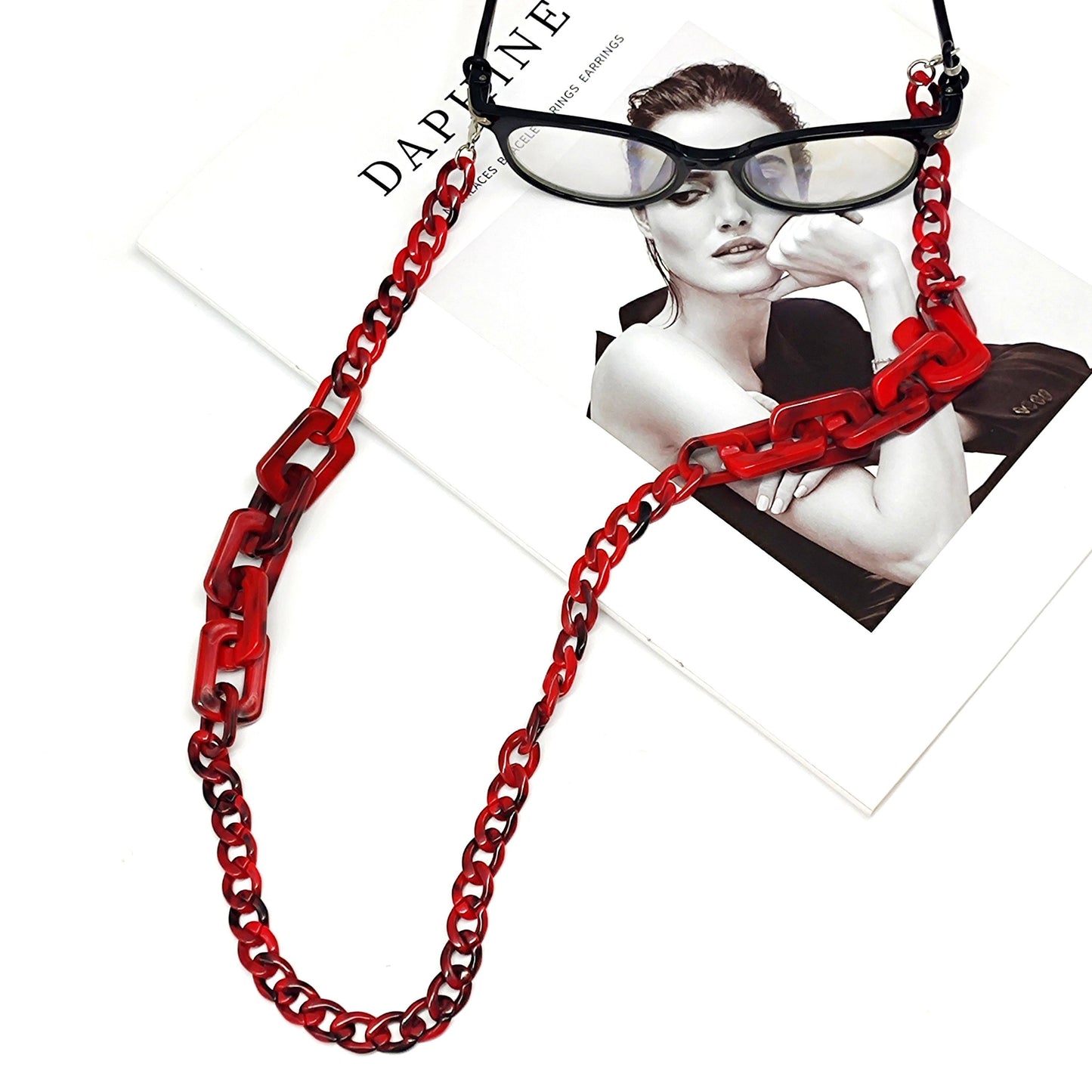 Stylish Retro Chic Thick Acrylic Eyeglass Chain - Fashionable Accessory for Glasses & Reading Glasses with High-Quality Rubber Ends