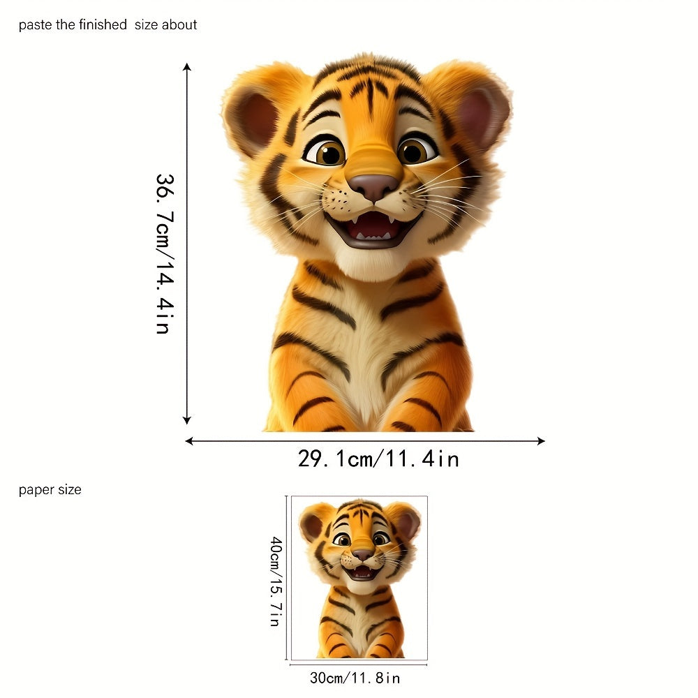 Add a touch of charm to your bedroom and living room windows with this cute Tiger Cartoon electrostatic glass sticker. This classic style sticker is 2mil thick and reusable, making it a perfect decor accessory for your home.