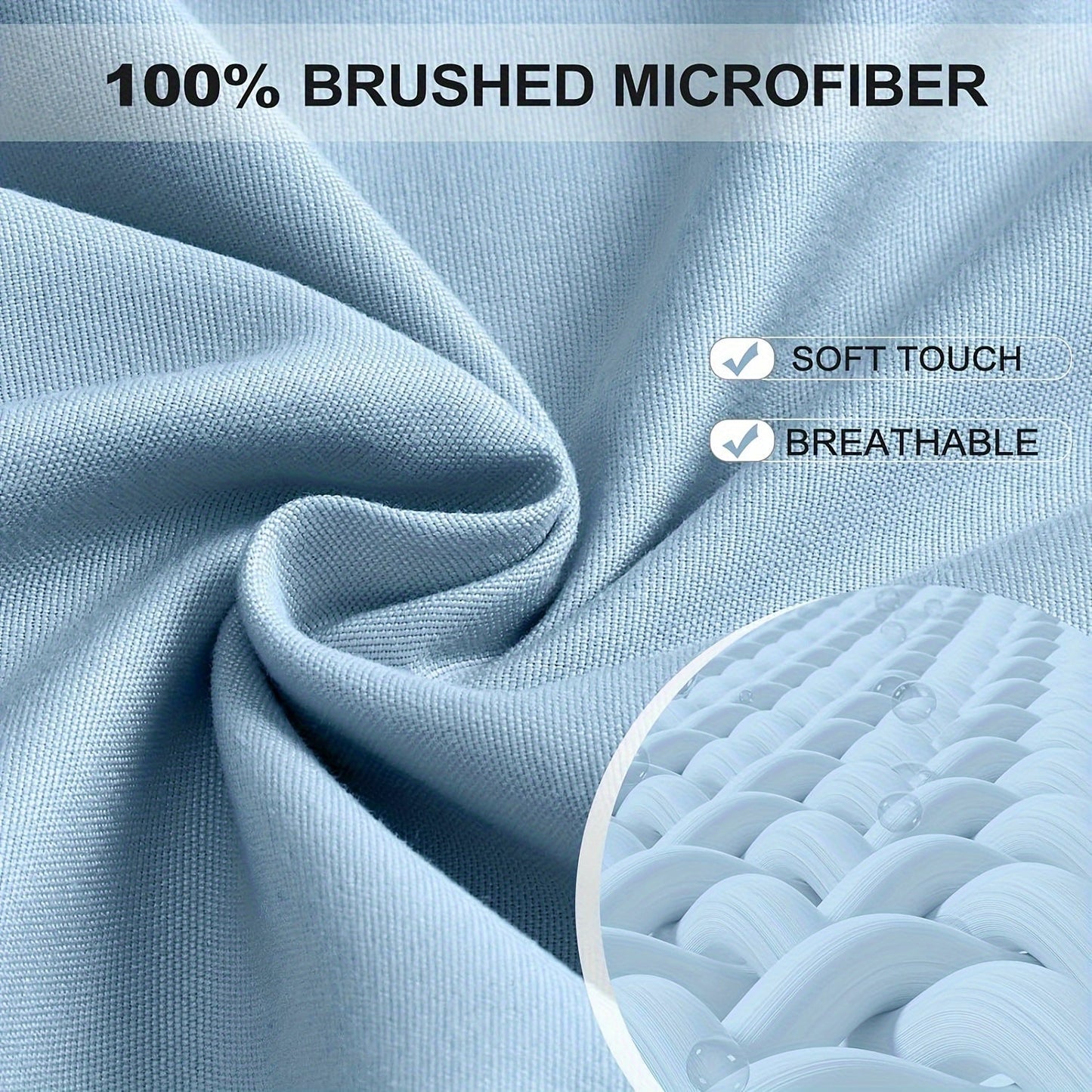 Indulge in the elegance of our Sky Blue Microfiber Fitted Sheet. Made with ultra-soft, breathable fabric and a deep pocket design for a perfect fit on all mattresses. At 90gsm, this sheet is easy to care for and features a solid color that is brushed for