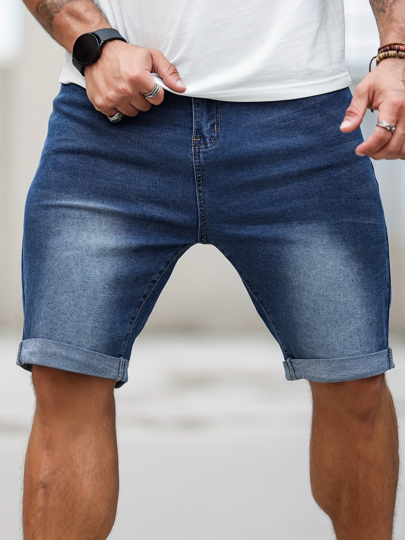 Plus size men's denim shorts